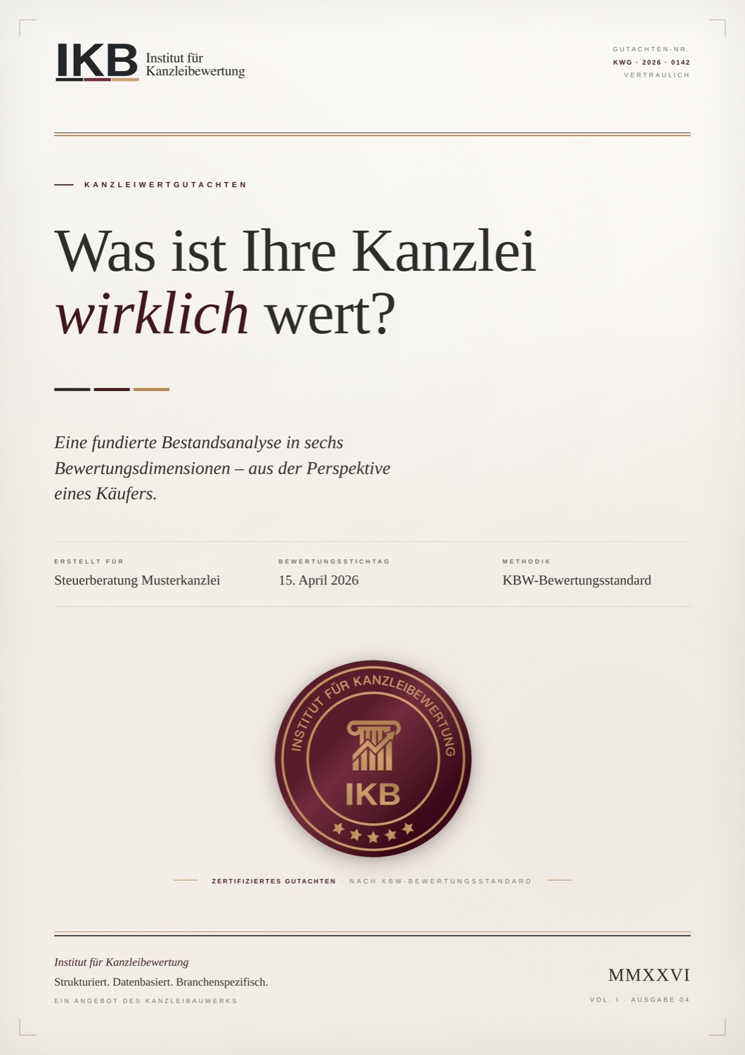 Vorschau Kanzleiwertgutachten – Beispiel-Gutachten